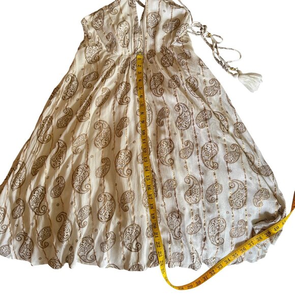 Boho-Chic Halter Dress Beige Paisley Print Lightweight Festival Resort Wear NWT - Picture 11 of 11